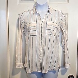 Express, Poftofino, stripped, button down, long sleeve, dress shirt. Size M